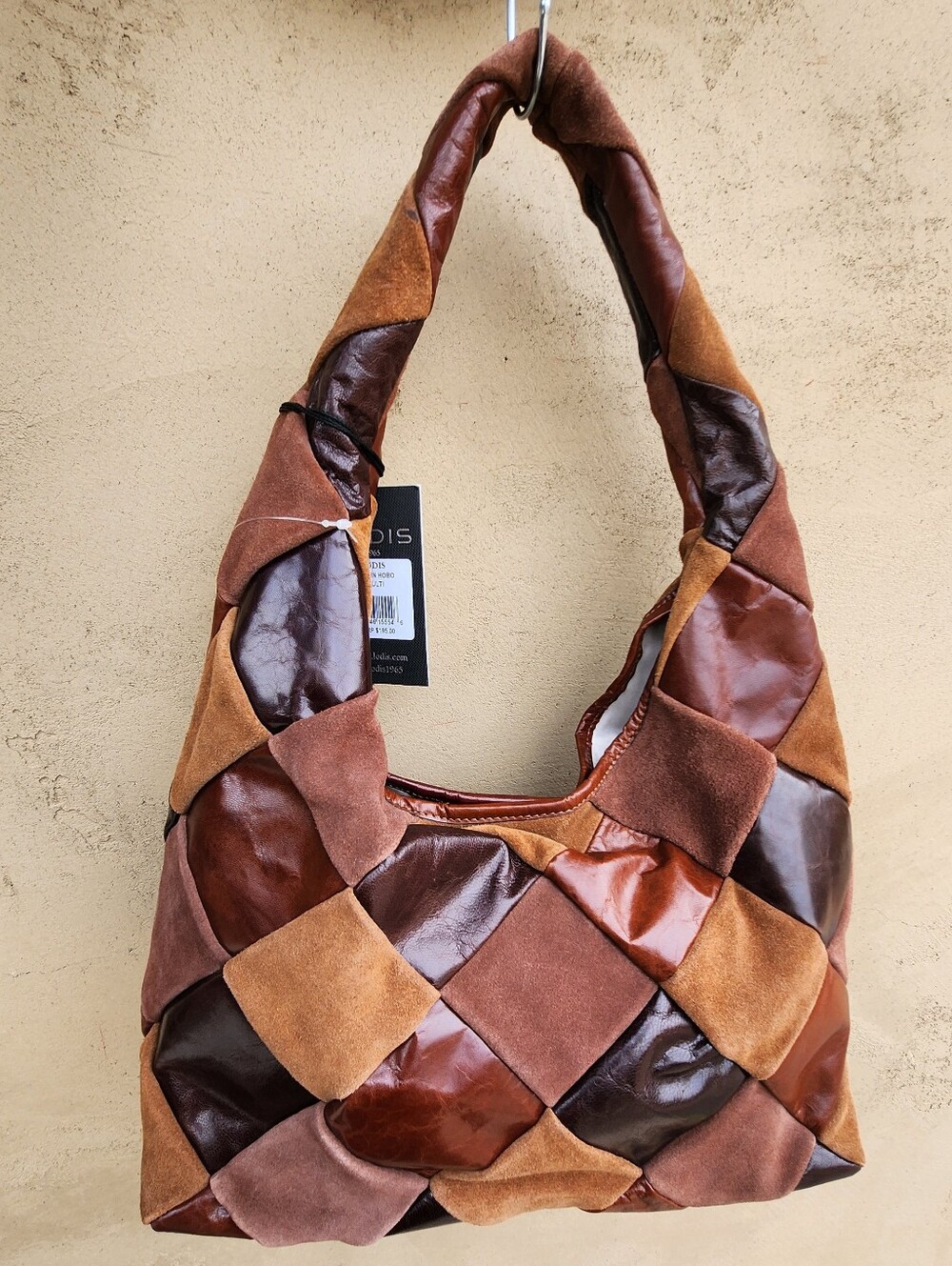 Lodis Patchwork Leather Hobo Bag in Multi Brown Tones - Picture 4 of 12